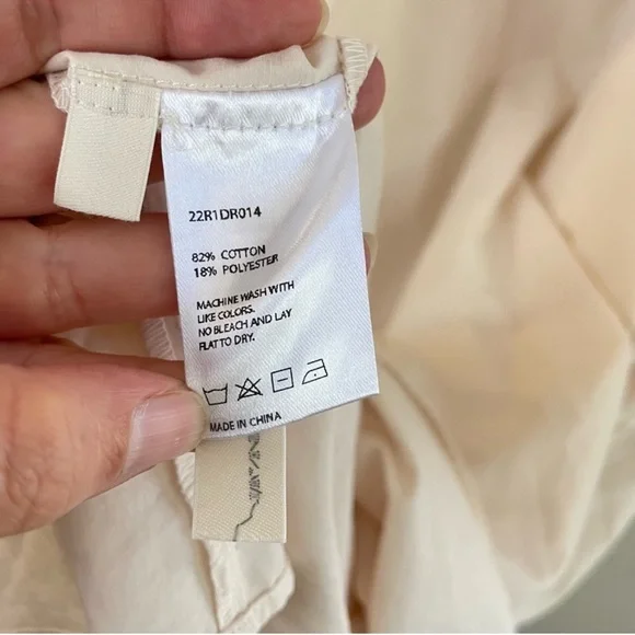 NAP Cream Tie Back Short Puff Sleeves Poplin Oversized Maxi Dress Size Small - Picture 4 of 12